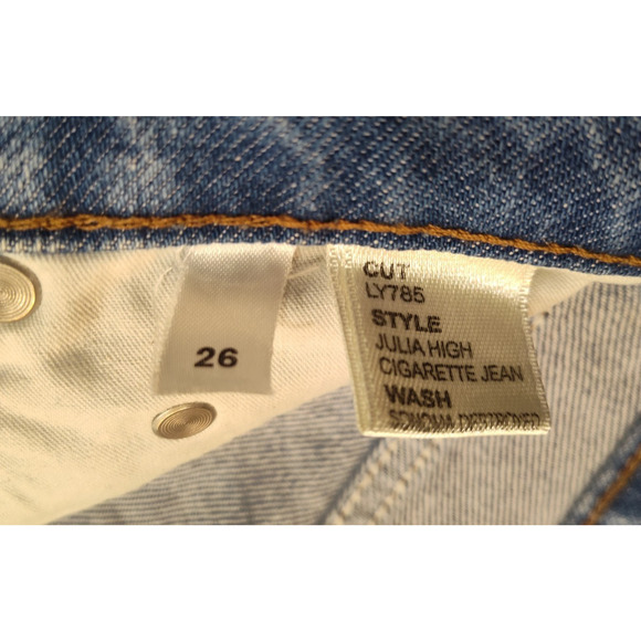 Reformation Jeans Blue Women's Julia High Rise Cigarette Destroyed Jeans Size 26 - Picture 5 of 6